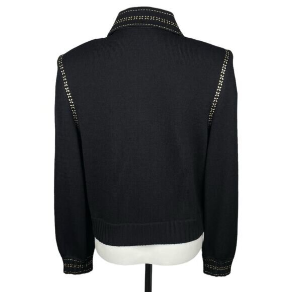 ST. JOHN COLLECTION Santana Sequin Knit Jacket Sz 8 Black - Picture 3 of 8